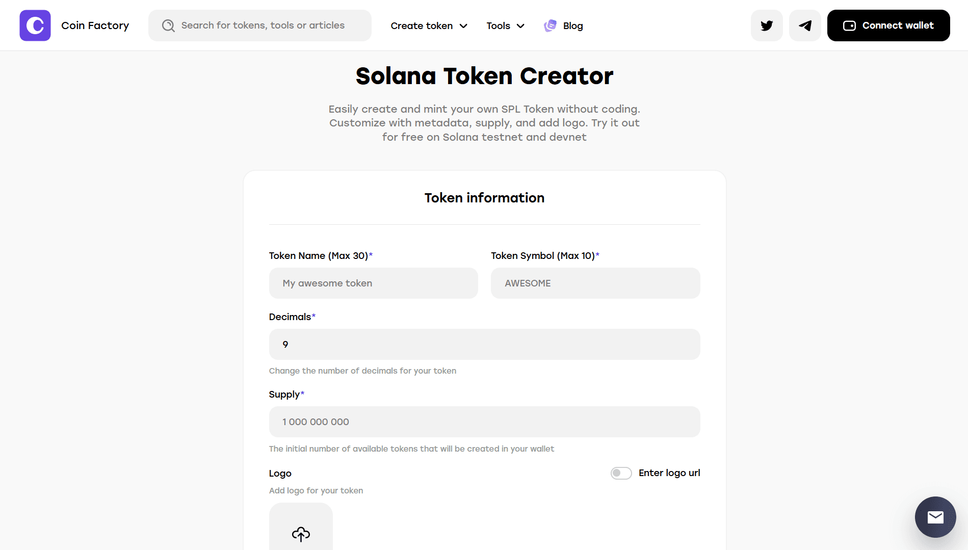 coinfactory token generator