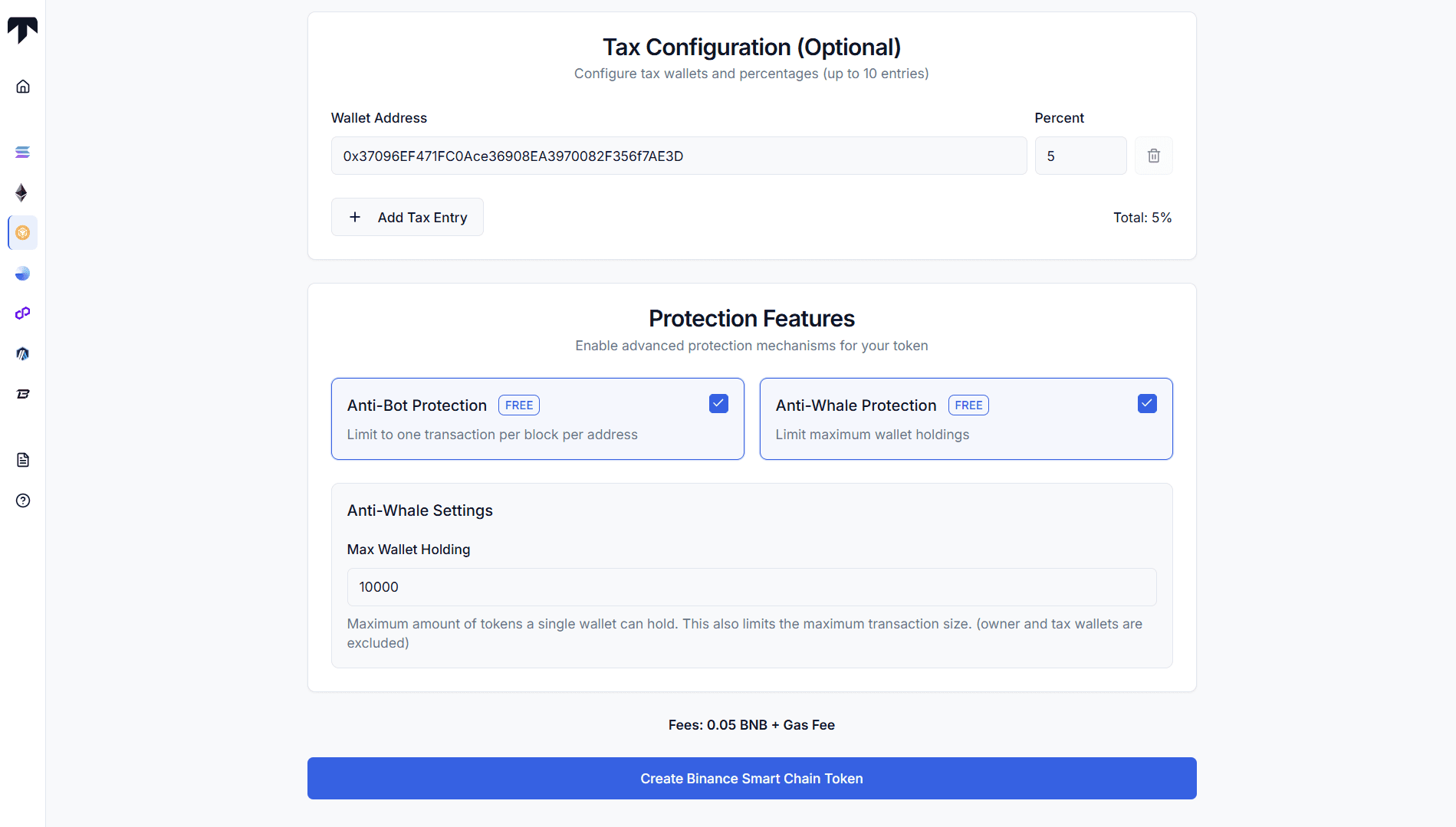 free advance protection features in tokenry